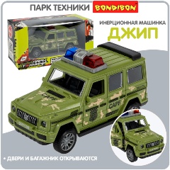 Изображение товара Машина инерционная BONDIBON ВВ6174 Джип с мигалкой зеленый