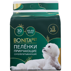 Изображение товара Пеленки приучающие BONITA PET супервпитывающие 60x60 см, 30 шт.