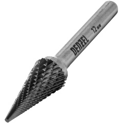 Изображение товара Борфреза по металлу твердосплавная DENZEL, коническая, тип-M, 12 мм, 72077