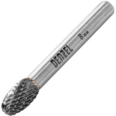 Изображение товара Борфреза по металлу твердосплавная DENZEL, овальная, тип-E, 8 мм, 72036