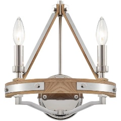 Изображение товара Бра Wertmark Brenda WE586.02.101 деревянное с хромом для гостиной 2 лампы 80 Вт