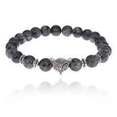 Изображение товара Браслет-амулет Лиса с лабрадором 8 мм стразовая основа, эластичный