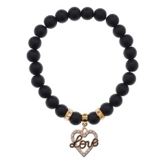 Изображение товара Браслет АМУЛЕТИКА BS-CR-0144 Сердце Love с камнем Шунгит, эластичный