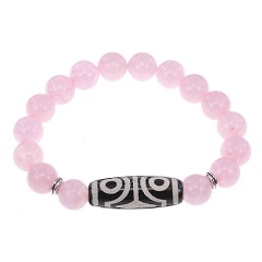 Изображение товара Браслет АМУЛЕТИКА BSDS-02-15 с 4-глазой бусиной Дзи и розовым кварцем