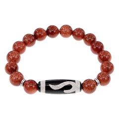 Изображение товара Браслет АМУЛЕТИКА BSDS-09-01 с бусиной Дзи Золотой ключ и авантюрином