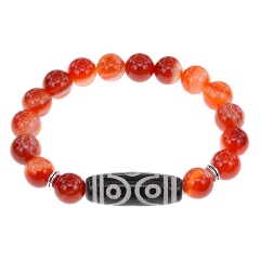 Изображение товара Браслет АМУЛЕТИКА BSDS-12-17 с 6-глазой бусиной Дзи и натуральным камнем Сердолик