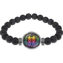 Изображение товара Браслет АМУЛЕТИКА BSL-0052 Двойное счастье из лавы с изображением под стеклом