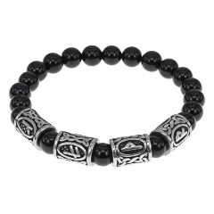 Изображение товара Браслет АМУЛЕТИКА BSRB-016-01 Благополучие и успех, нат.камень Чёрный агат, 8 мм