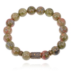 Изображение товара Браслет АМУЛЕТИКА BSRK-12-20 со славянской руной Леля и натуральным камнем Унакит