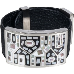 Изображение товара Браслет FIORE LUNA на кожаном черном ремешке (CB01318-1 BW)