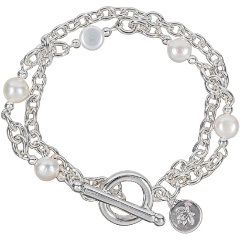 Изображение товара Элегантный женский браслет из бижутерного сплава с жемчугом 19 см