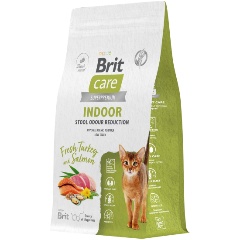 Изображение товара Корм сухой BRIT CARE Cat Indoor Stool Odour Reduction для взрослых кошек с индейкой и лососем 1.5 кг