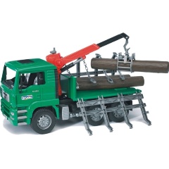 Изображение товара Масштабная модель BRUDER 02-769 Лесовоз MAN с портативным краном и брёвнами (подходит модуль со звуком и светом "H")