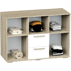 Изображение товара Тумба БТС МЕБЕЛЬ Сенди КМ-04 для детской комнаты 120 см белый и дуб сонома