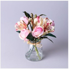 Изображение товара Букет искусственных цветов LEFARD в круглой вазе, 16 см (287-546)