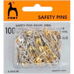 Изображение товара Булавки английские PONY №000/2 (19мм/38мм) металл, цв. золото/никель, 100шт/упак, 84238