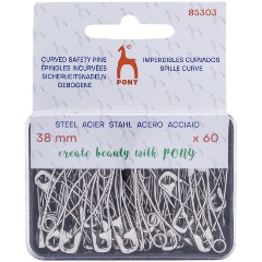Изображение товара Булавки английские PONY изогнутые №2 (38мм) металл, цв. никель, 60шт/упак, 98401 (85303)