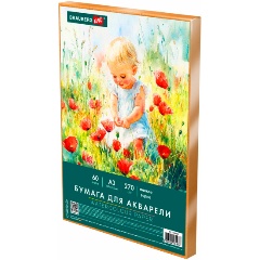 Изображение товара Бумага для акварели BRAUBERG ART CLASSIC А3 60 л., 270 г/м2, мелкое зерно, в коробке, "Весна", 116888