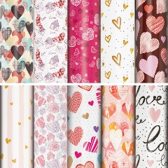 Изображение товара Бумага упаковочная Золотая Сказка Love Story, 70x100 см, 10 дизайнов ассорти, 591916