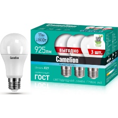 Изображение товара Набор светодиодных ламп Camelion LED11-A60-3/845/E27 (упаковка 3 шт.)