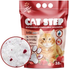 Изображение товара Наполнитель для кошачьих туалетов Cat Step Arctic Strawberry силикагелевый с ароматом клубники 3,8л (1,67 кг)