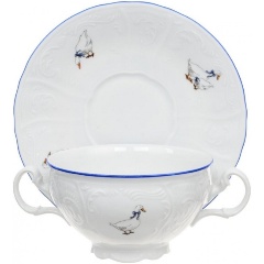 Изображение товара Чашка для бульона Bernadotte "Гуси" с блюдцем, 360 мл., 180 мм.