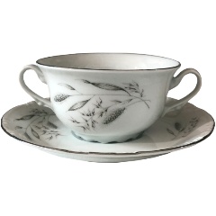 Изображение товара Чашка с блюдцем для супа THUN 1794 "Констанция", декор "Серебряные колосья", 335 мл., блюдце 170 мм. (КСТ0111)