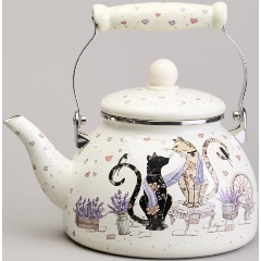 Изображение товара Чайник AGNESS эмалированный серия "lavander cats", 2,6 л