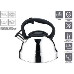 Изображение товара Чайник со свистком, нержавеющая сталь, 3.5 л, Rich Camomile, PERFECTO LINEA (Диаметр 22 см., высота 23,5 см., общий объем изделия 3,5 л.) (52-335002)