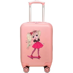 Изображение товара Детский чемодан BEYOND TIME R122 Девочка на скейте розовый на колесах