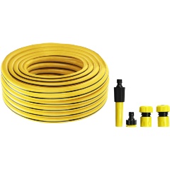 Изображение товара Набор для полива ЧЕТЫРЕ СЕЗОНА Профи Плюс (шланг ПВХ 3-слойный армированный 3/4" 25м, коннекторы, адаптер, распылитель)