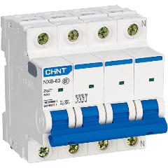 Изображение товара Автоматический выключатель CHINT 4п C 25А 4.5кА NXB-63S (R), 296907