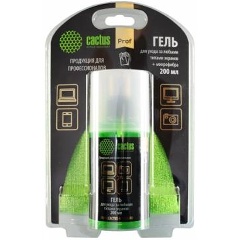 Изображение товара Чистящий набор Cactus CS-S3004BL для экранов и оптики блистер (салфетка 25x25 см + гель 200 мл)