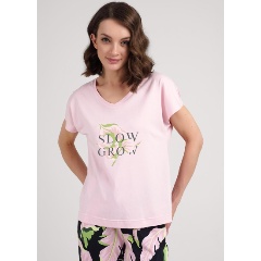 Изображение товара Футболка домашняя CLEVER LP25-1111/1 в женская, цвет св.розовый, размер 44