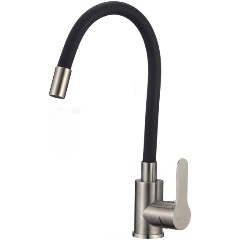 Изображение товара Смеситель для кухни D-Lin H155316-1 с гибким изливом, сатин/черный
