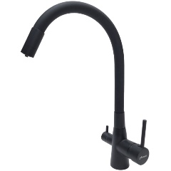 Изображение товара Смеситель для кухни с гибким изливом и подключением фильтра Maretti Project Black PB31RGF71, черный