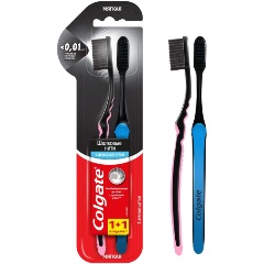 Изображение товара Зубная щетка COLGATE Шёлковые нити с древесным углем мягкая 1шт + 1шт.