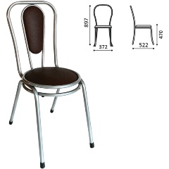 Изображение товара Стул обеденный COMFORUM для столовых, кафе, дома РС06, серебристый каркас, кожзам темно-коричневый