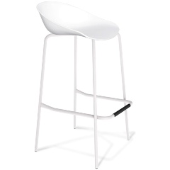 Изображение товара Стул барный белый SHT-ST19/S29 с металлическим каркасом и атмосферостойким сиденьем