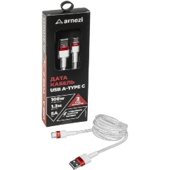 Изображение товара Дата-кабель Usb A - Type C (1.2м, 5A, 100W) быстрая зарядка, в оплетке ARNEZI A0605039