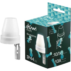 Изображение товара Датчик освещения duwi фотореле, FR-02, накладной, 10А, 10-100Лк, IP44, белый, 25871 1