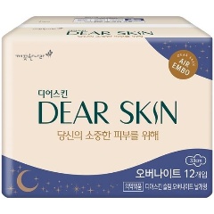 Изображение товара Женские гигиенические прокладки DEAR SKIN Air embo Ночные с крылышками, 5 капель, 12 шт