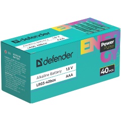 Изображение товара Батарейка алкалиновая Defender PowerPulse LR03-40box AAA, бокс, 40 шт.