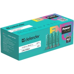 Изображение товара Батарейка алкалиновая Defender PowerPulse LR6-40box AA, бокс, 40 шт.