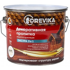 Изображение товара Декоративная пропитка для дерева Drevika Экстра 3 в 1, полуматовая, 3 л, махагон