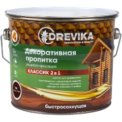 Изображение товара Декоративная пропитка для дерева Drevika Классик 2 в 1 полуматовая 2,7 л тик