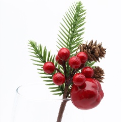Изображение товара Декоративный элемент АЙРИС Ветка сосновая с ягодами и шишками, 23см, XY22-425