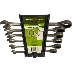 Изображение товара Набор накидных ключей ДЕЛО ТЕХНИКИ 8х10-14х17мм трещоточные с держателем, 6 предметов