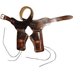 Изображение товара Патронташ DENIX 12 калибра кожаный в ковбойском стиле для 2 револьверов