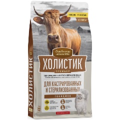 Изображение товара Корм сухой ДЕРЕВЕНСКИЕ ЛАКОМСТВА ХОЛИСТИК ПРЕМЬЕР полнорационный, для стерилизованных кошек с говядиной, 400 г
